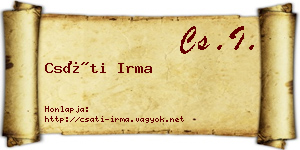 Csáti Irma névjegykártya