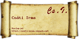 Csáti Irma névjegykártya